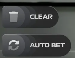 Stairpong Auto Bet configuration panel showing clear and auto-bet toggle buttons, number of rounds input, and bet settings